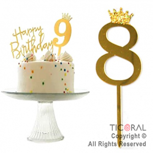 CAKE TOPPER DORADO NUMERO 8 (17 x 6 cm)  X 1